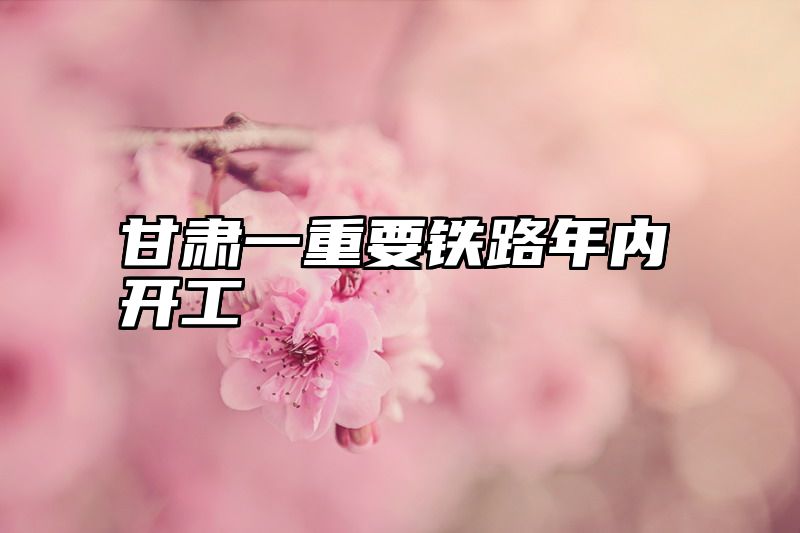 甘肃一重要铁路年内开工