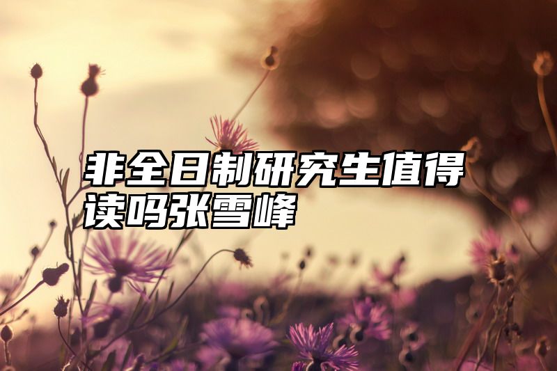 非全日制研究生值得读吗张雪峰