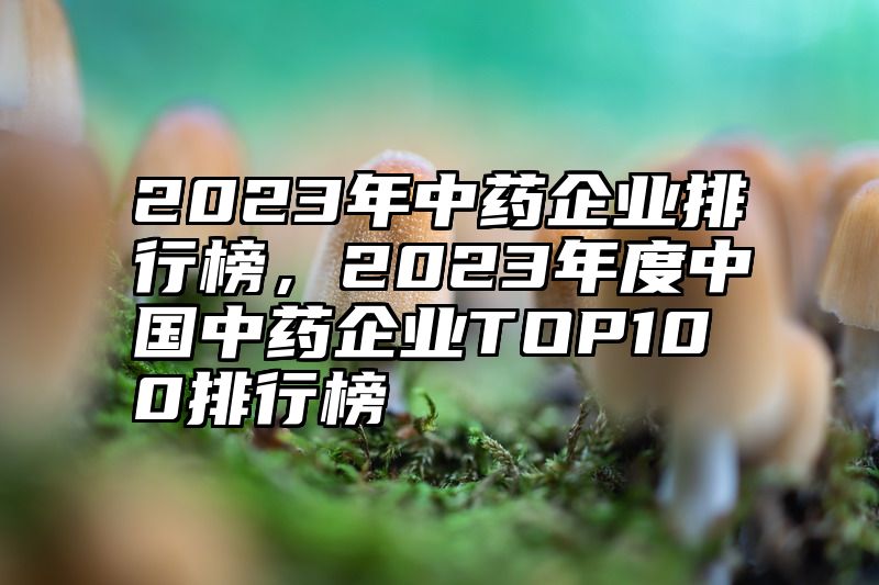 2023年中药企业排行榜，2023年度中国中药企业TOP100排行榜