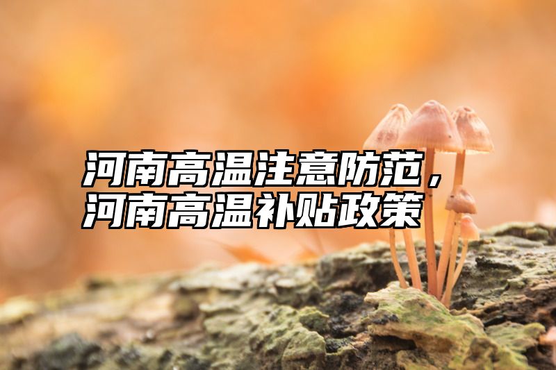 河南高温注意防范，河南高温补贴政策