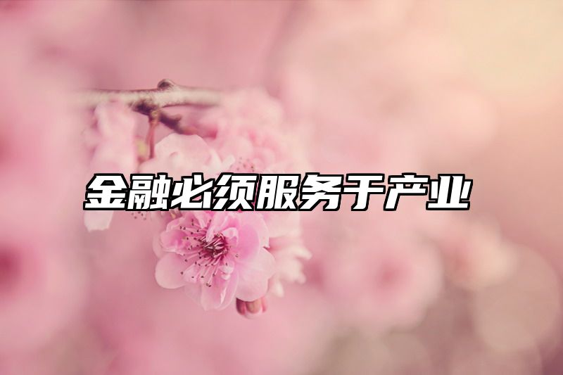 金融必须服务于产业