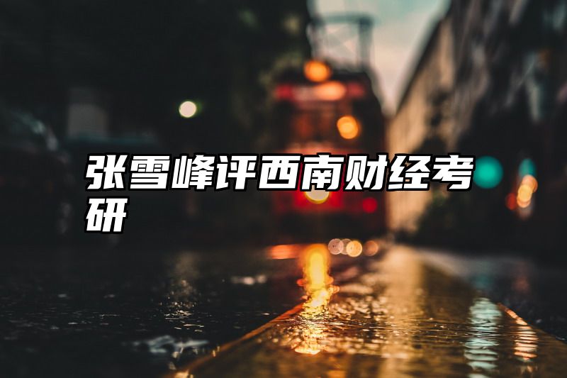 张雪峰评西南财经考研