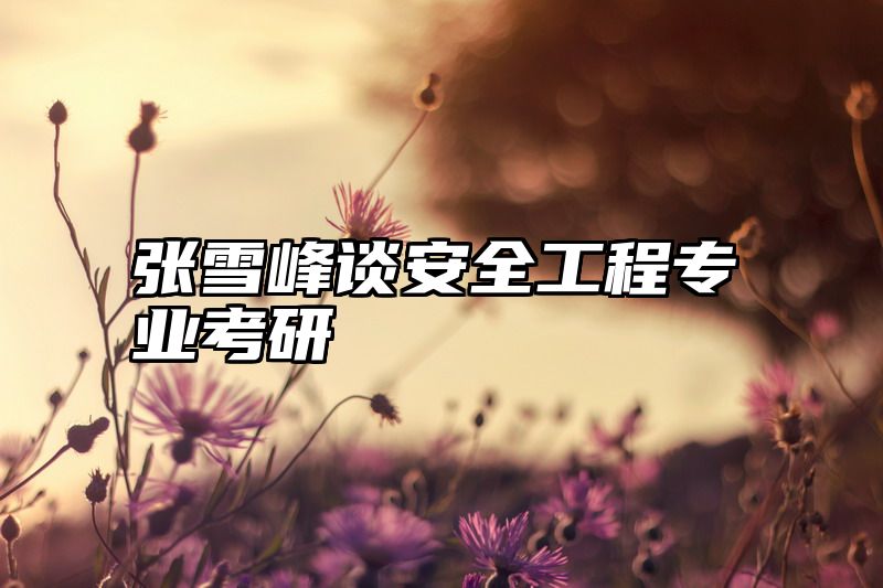 张雪峰谈安全工程专业考研
