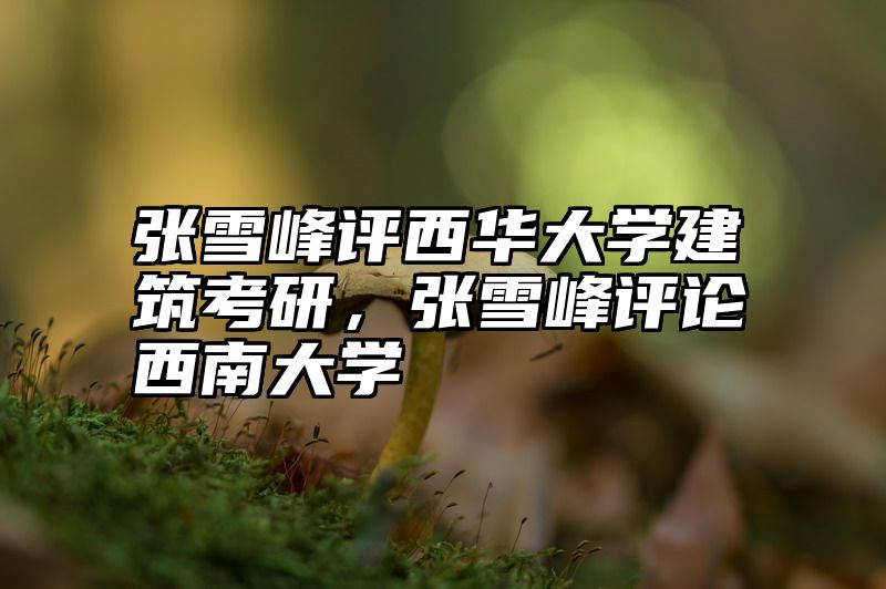 张雪峰评西华大学建筑考研，张雪峰评论西南大学
