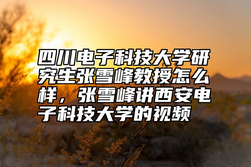 四川电子科技大学研究生张雪峰教授怎么样，张雪峰讲西安电子科技大学的视频
