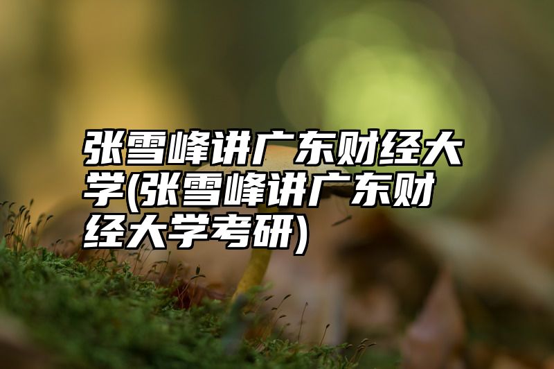 张雪峰讲广东财经大学(张雪峰讲广东财经大学考研)